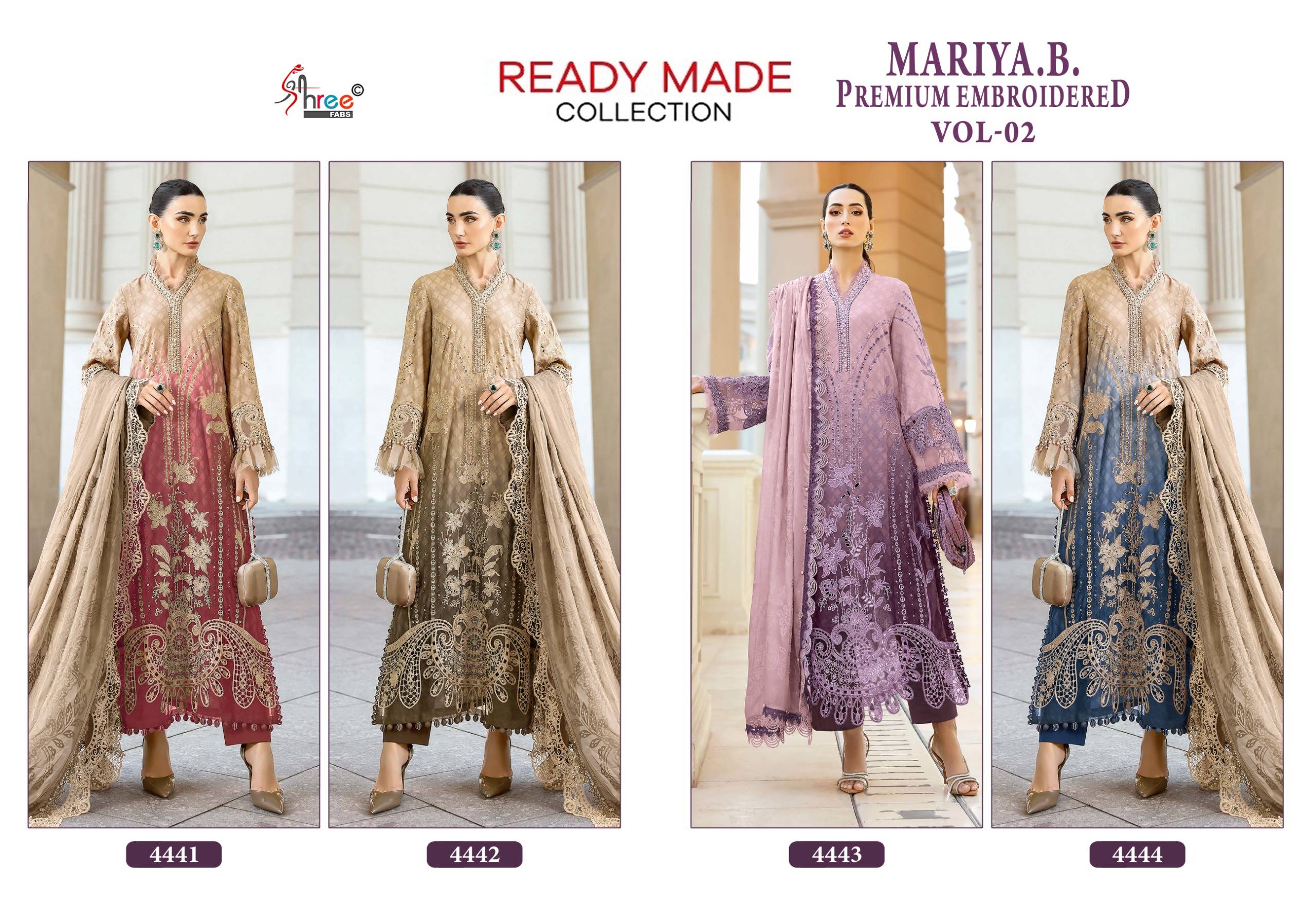 MARIYA.B. PREMIUM EMBROIDERED VOL-2 by  DEEPSY SUITS 4441 to 4444 series Pakistani Suits Colorful casual Wear cotton EMBROIDERED Dresses At Wholesale